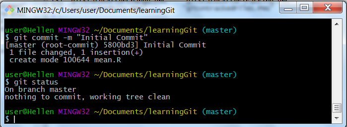 Git status after committing file