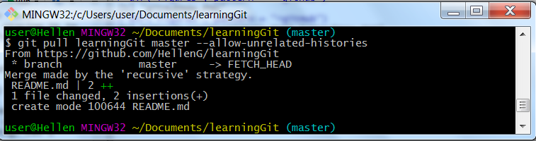 Git pull with unrelated histories